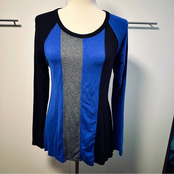 Calvin Klein Size S Sharkbite Hem Tunic Top Blue Grey Stretch Sporty Casual Chic - Picture 3 of 12